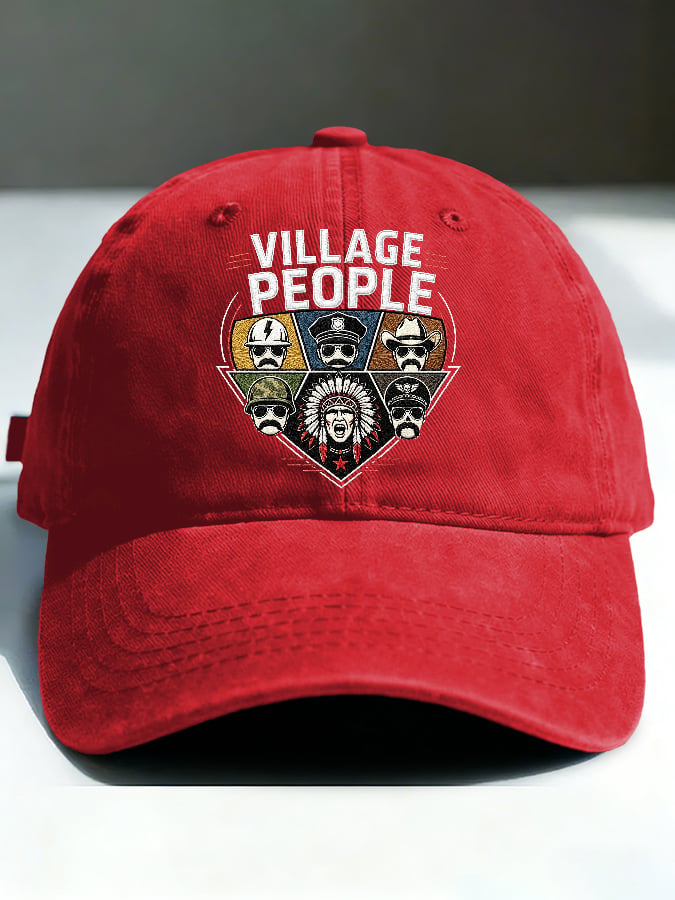 Retro Village Print Baseball Cap