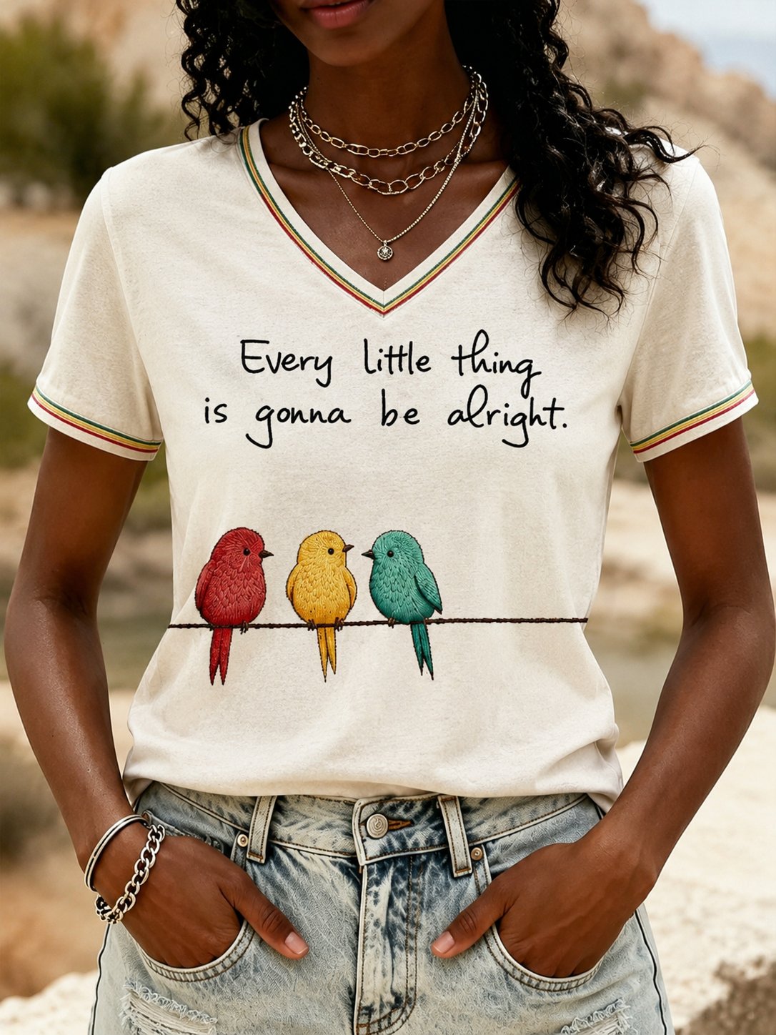 Women's Reggae-Themed Graphic Casual Top