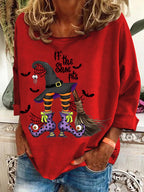 Women's Halloween If The Shoe Fits Printed Crew Neck Sweatshirt