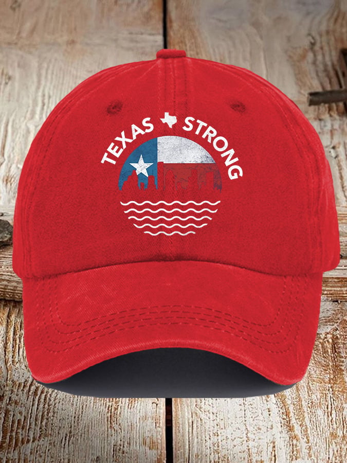 Retro Texas Strong State Flag Print Baseball Cap