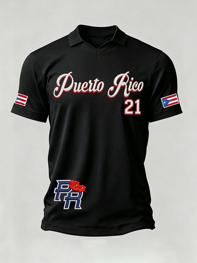Men's Puerto Rican Baseball Printed Casual T-shirt