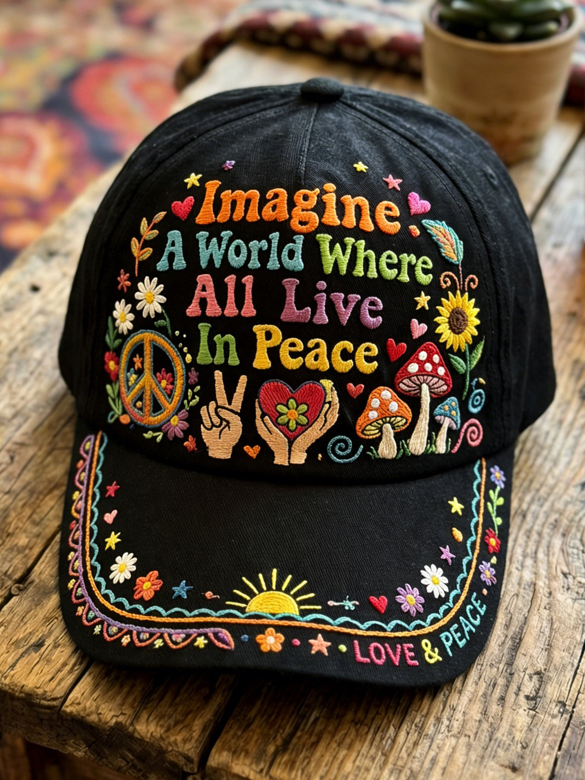 Unisex Imagine A World Where All Live In Peace Baseball Hat