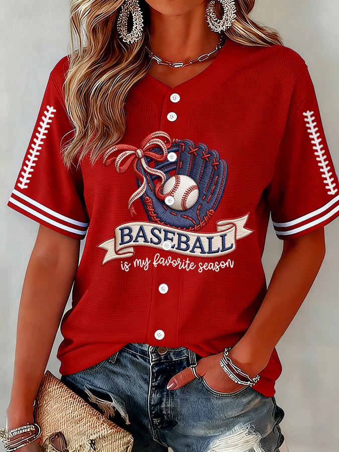 Women's  Baseball  Print Shirt