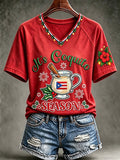 Women's Puerto Rico Christmas Print Casual T-Shirt