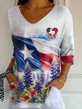 Women's Texas Flood Heart V-Neck T-Shirt