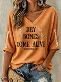 Women's Casual Printed Waffle Top