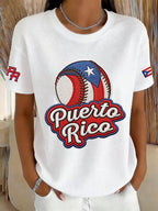 Women's Retro Baseball  Print T-Shirt