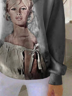 Retro B.B. Watercolor Painting Print Sweatshirt