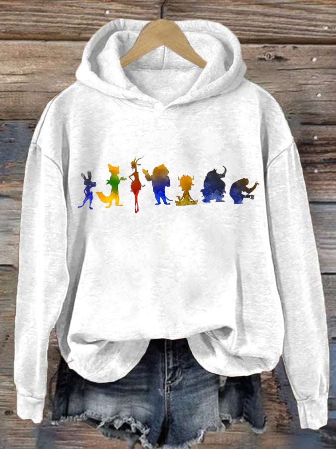 Retro Animals Print Hoodie