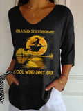 Women's Retro On A Dark Desert Highway Cool Wind In My Hair Print Shirt