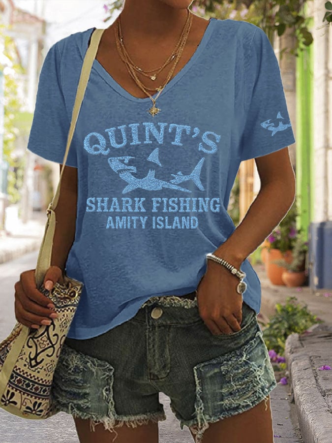 Women's Great White Shark Print Comfort Short Sleeve T-Shirt