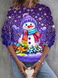 Women's Christmas Snowman Print Sweatshirt