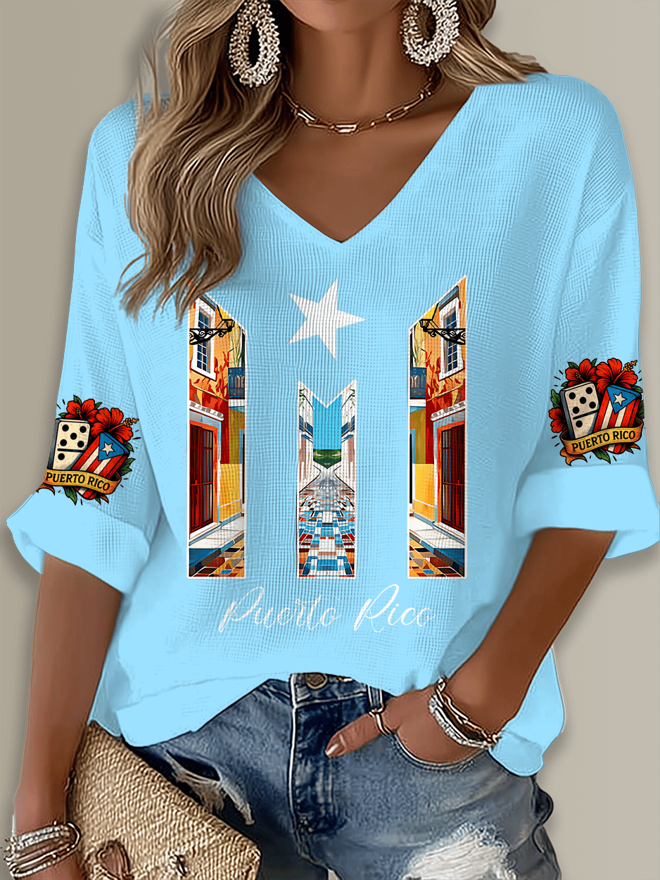 Puerto Rico Singer Boricua Printed Long Sleeve Top