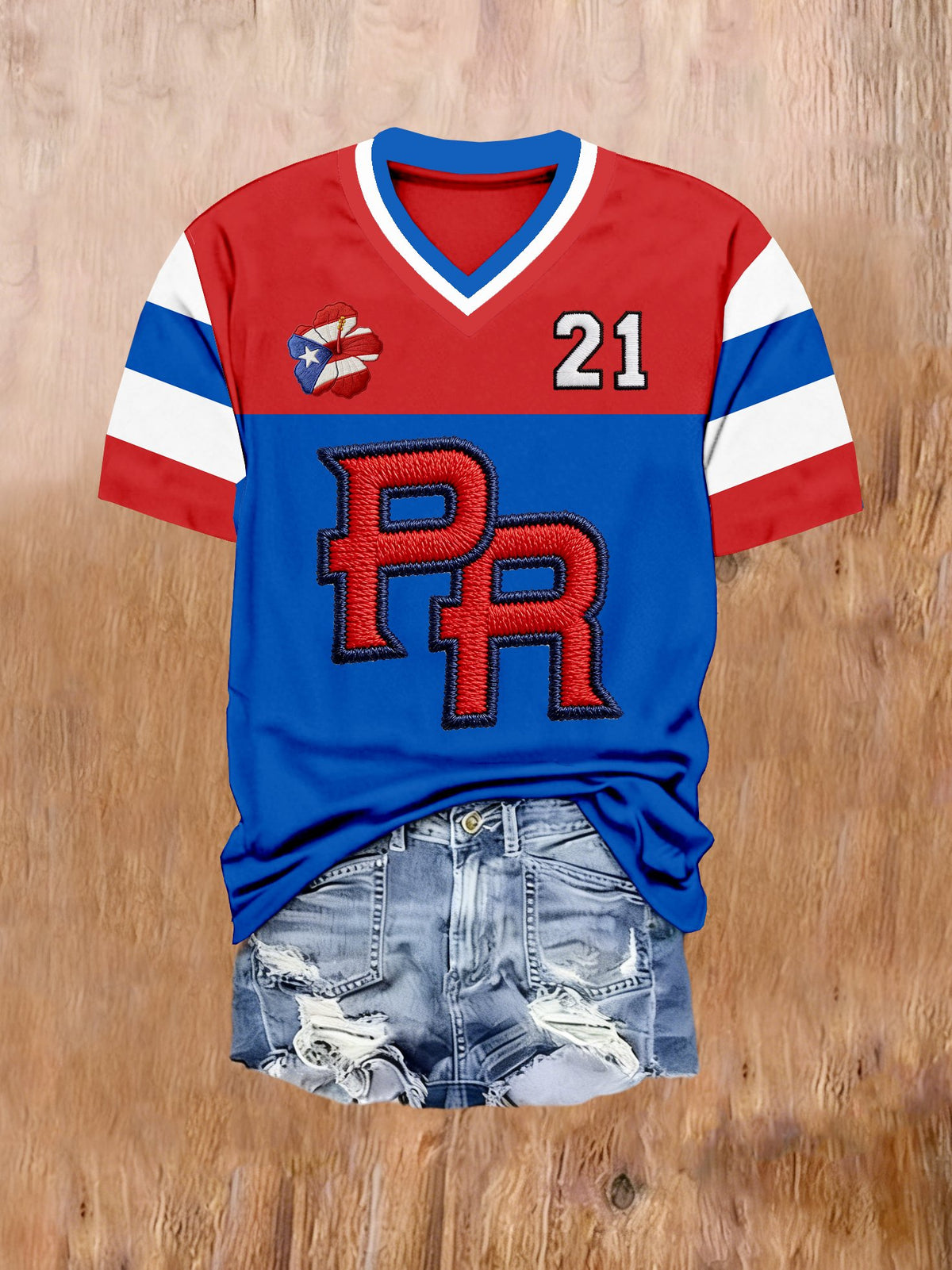 Women's Puerto Rico Baseball Printed T-shirts