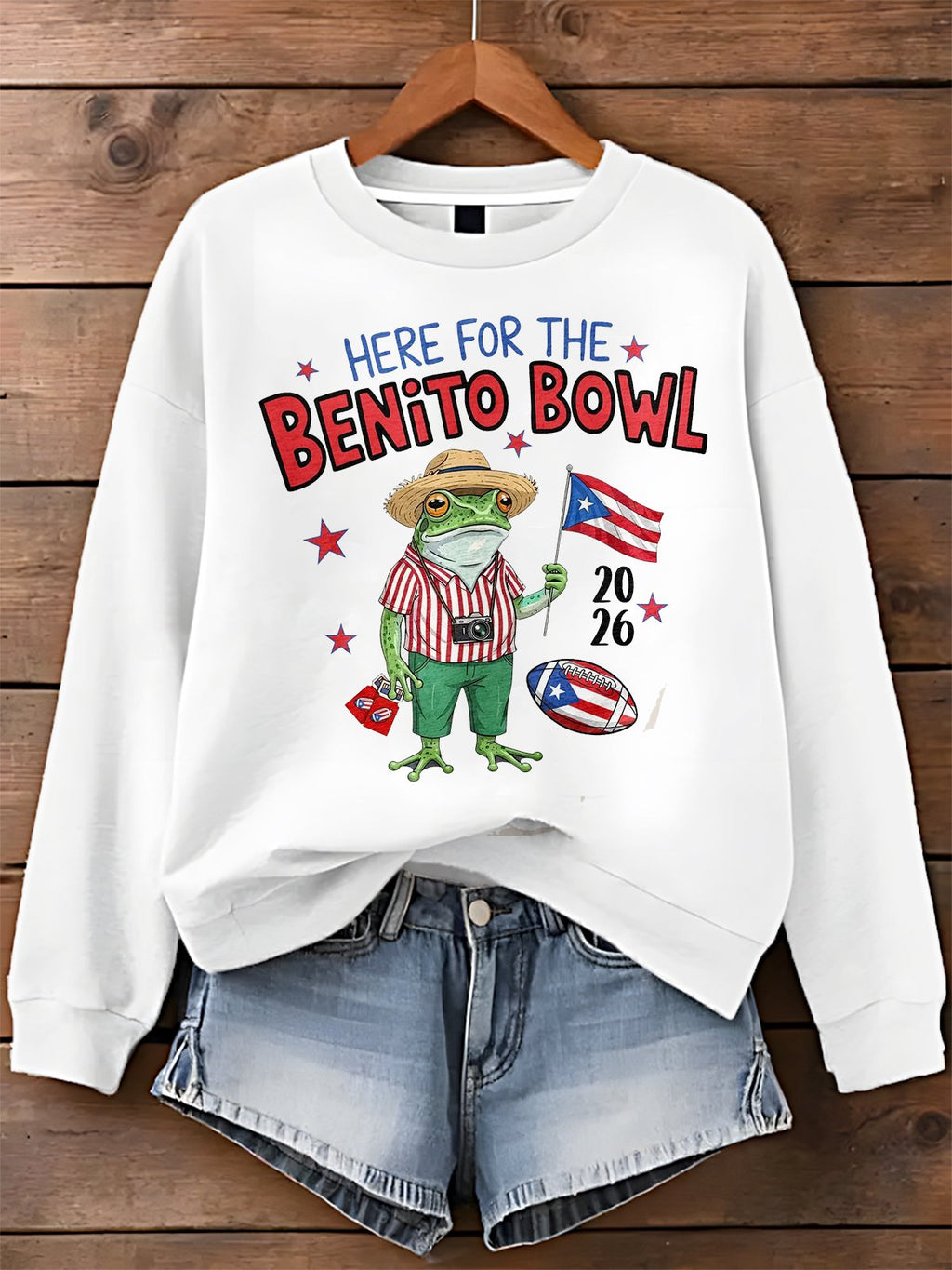 Puerto Rico Color Leisure Printed Long Sleeve Casual Top