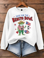 Puerto Rico Color Leisure Printed Long Sleeve Casual Top