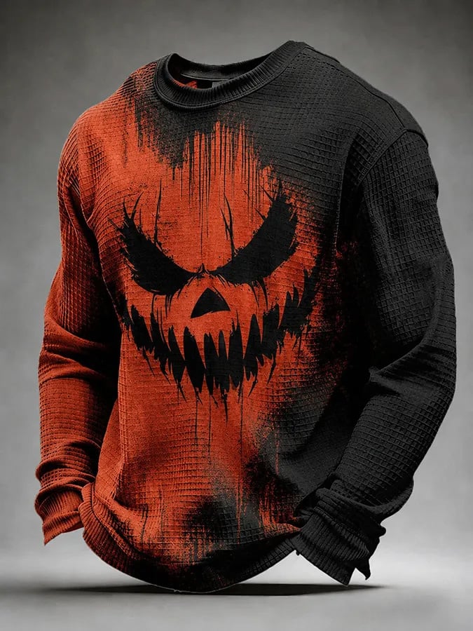 Men's Halloween Print Long-Sleeve Top