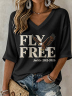 Women's Fly Free Jackie Print V Neck T-Shirt