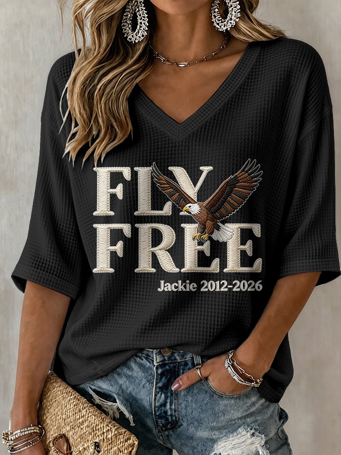 Women's Fly Free Jackie Print V Neck T-Shirt