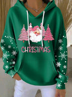 Women's Casual Christmas Pink Santa Claus Hoodie