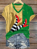 Women's Halloween Red Shoes Printed Casual T-Shirts