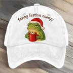 Faking Festive Energy Frog Art Printed Cap