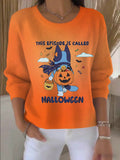 Women's Halloween Crew Neck Print Sweater