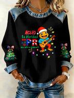 Puerto Rico Christmas Printed Patchwork Casual Sweatshirt