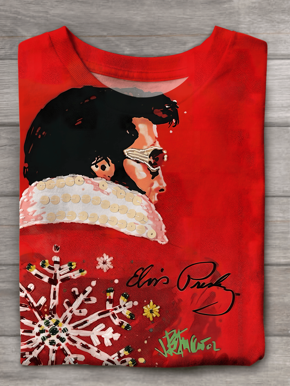 Merry Christmas King of Rock and Roll Printed T-shirts