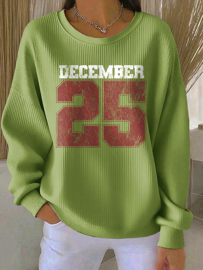 Retro Christmas December 25 Print Sweatshirt