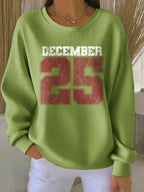 Retro Christmas December 25 Print Sweatshirt