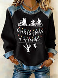 Retro Merry Christmas String Lights Upside Down Print Sweatshirt