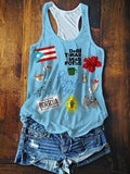 Women's Blue Funny Cartoon Edge Casual Vest