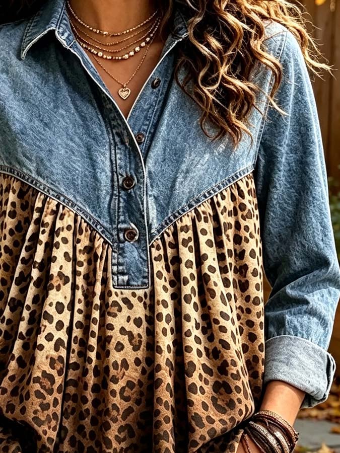 Women'S Casual Leopard Print Shirt
