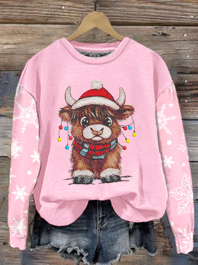 Women's Casual Christmas Highland Yak Sweatshirt