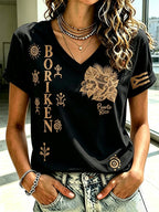 Women's Puerto Rico Printed round  T-shirt