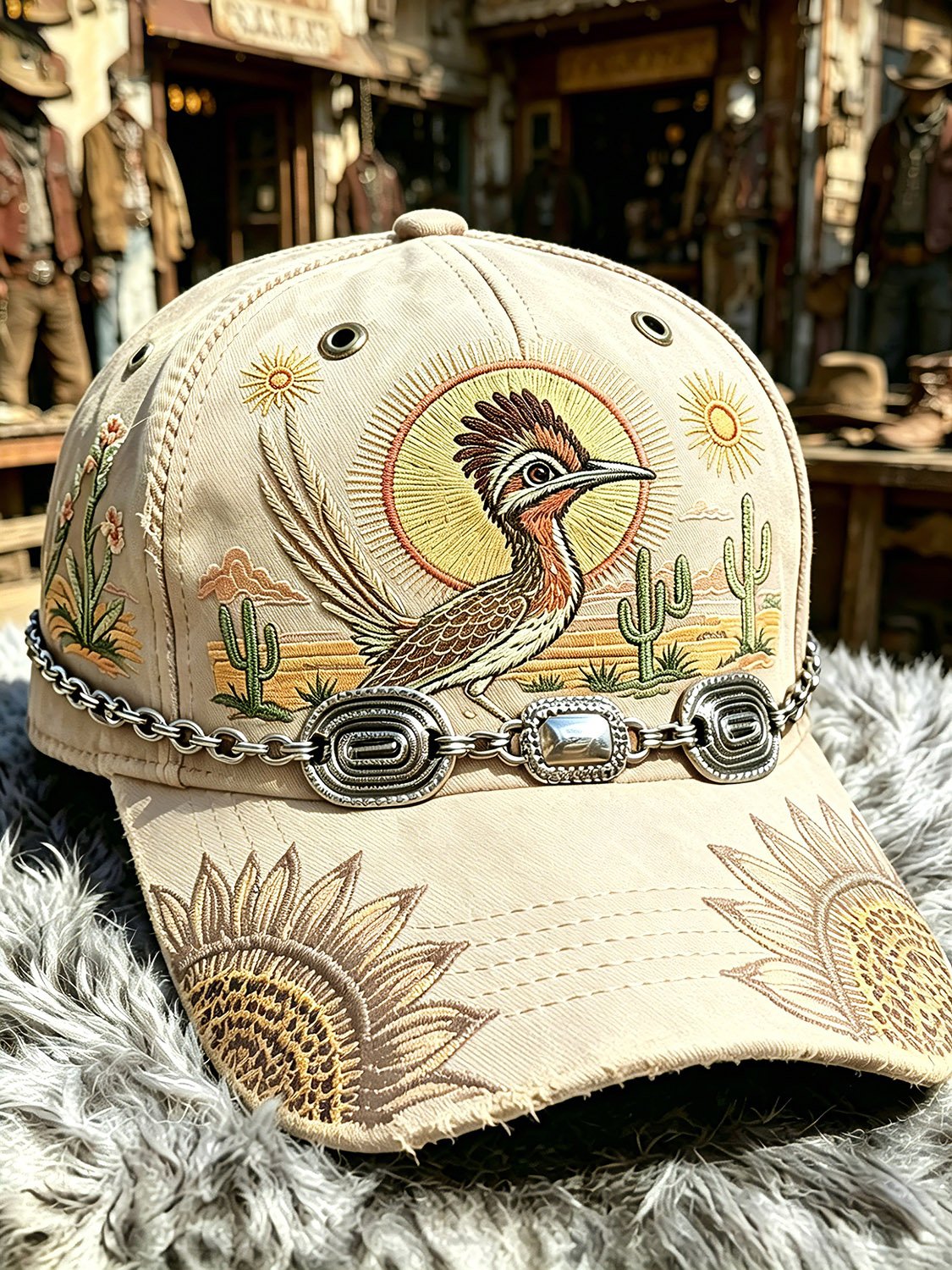 Vintage Western Cowboy Baseball Cap (necklace not included)