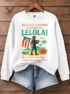 Puerto Rico Color Leisure Printed Long Sleeve Casual Top