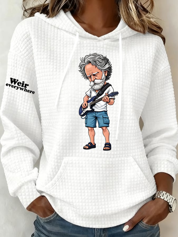 Women's Vintage Rock Tribute Print Hoodie