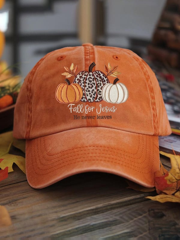 Unisex Vintage Fall For Jesus He Never Leaves Print Hat