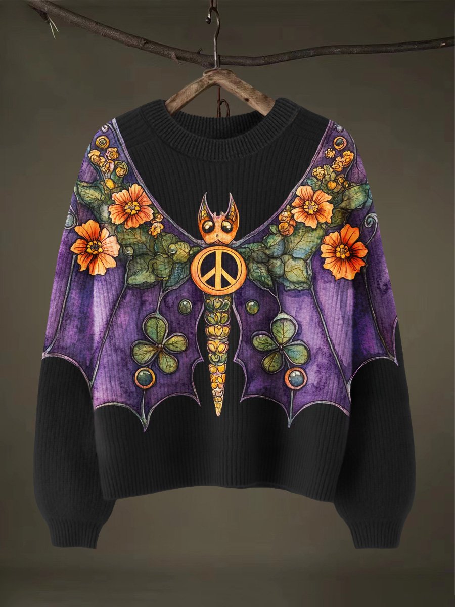 Peace And Love Halloween Art Print Thin Sweater