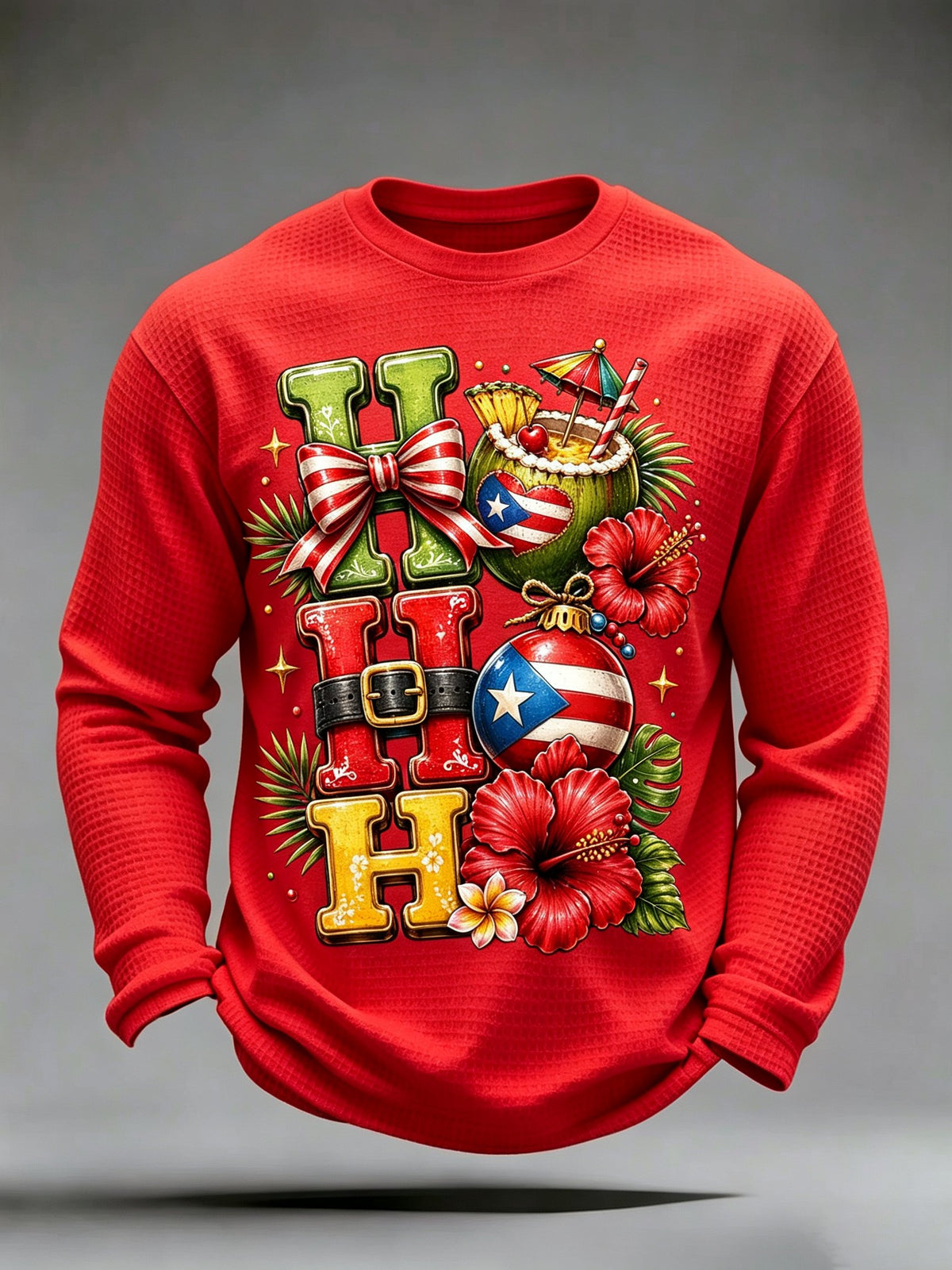 Men's Puerto Rico Christmas Print Top