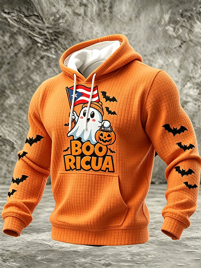 Men'S Boricua Halloween Casual Printed Hoodie