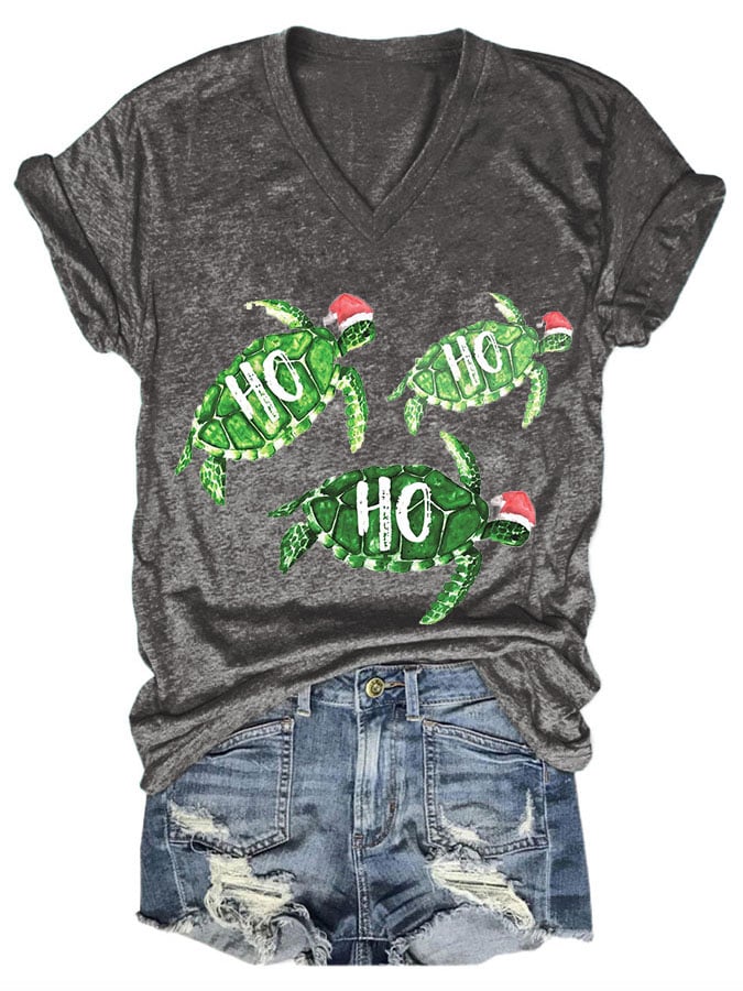Women's Casual Hawaiian  Christmas Print Short Sleeve T-Shirt
