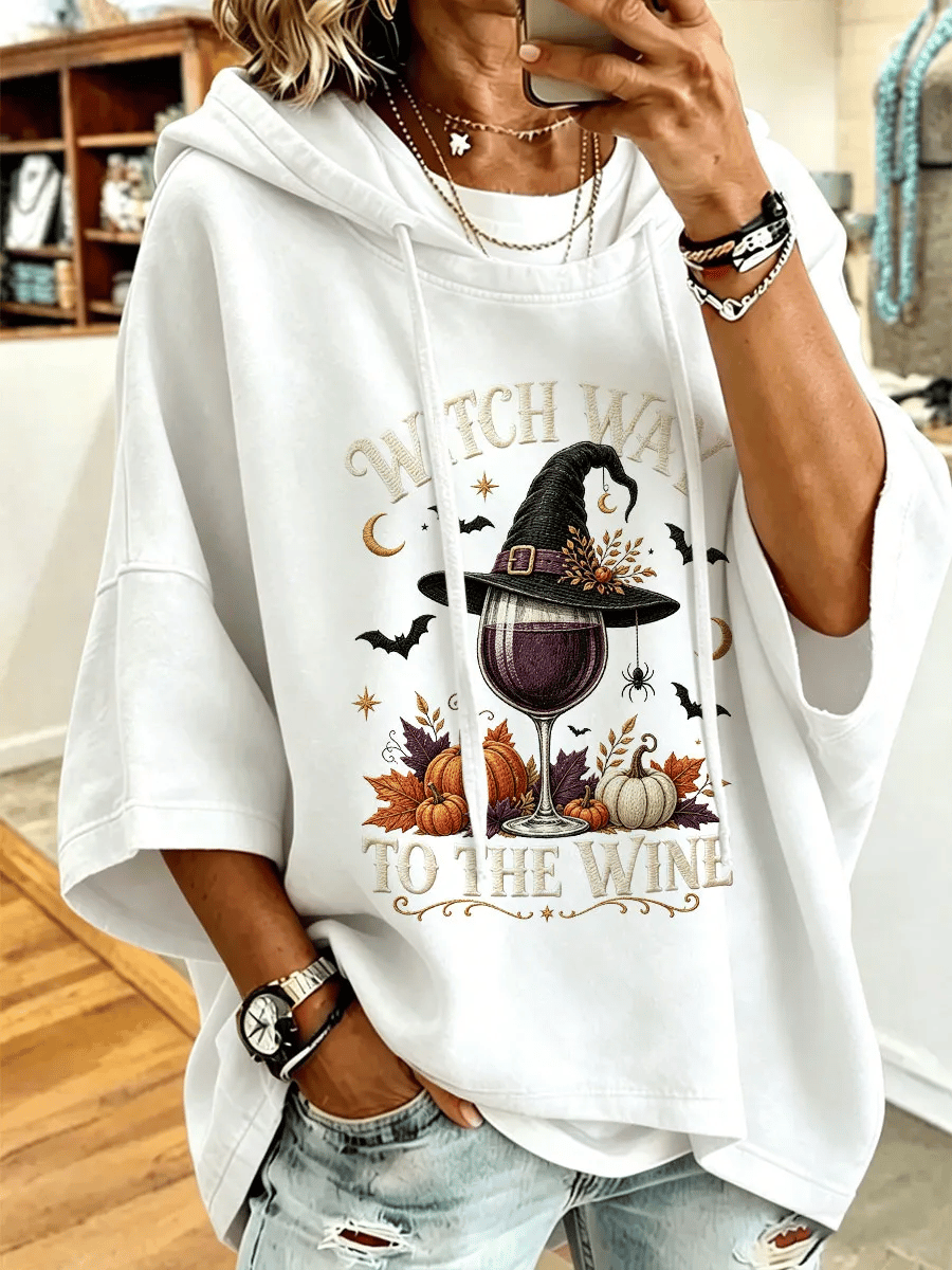 Women's Halloween Witch Print Hooded Sweatshirt