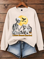 Dog Halloween Leave Bones Buried Art Printed Sweatshirt