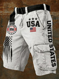 Men's Retro American 250th Anniversary Print Cargo Pants