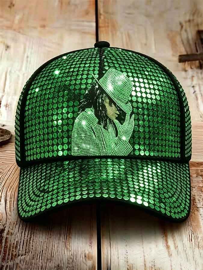 Unisex Retro Commemorative Baseball Cap: "King of Pop" Faux-Sequin Print Edition