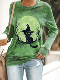 Women's Halloween Printed Crew Neck Sweatshirt