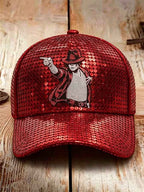 Unisex Retro Commemorative Baseball Cap: "King of Pop" Faux-Sequin Print Edition
